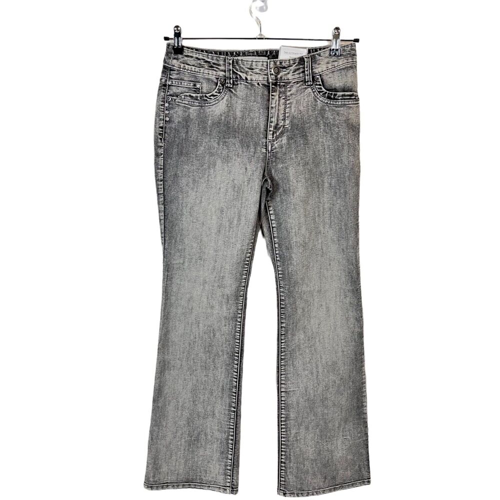 Chico's Jeans Platinum Ultimate Fit Barely Flare Denim Silver (acid wash black)